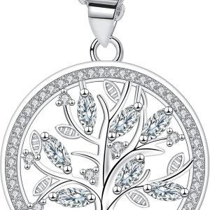 Women's 925 Sterling Silver Tree of Life Pendant Necklace, Birthday Gift for Mom, Daughter or Wife, 40+5 cm