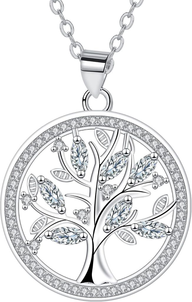 Women's 925 Sterling Silver Tree of Life Pendant Necklace, Birthday Gift for Mom, Daughter or Wife, 40+5 cm